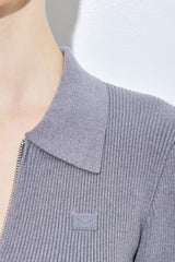 Ribbed Zipper Cardigan