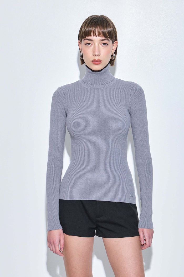 Ribbed Turtleneck Top