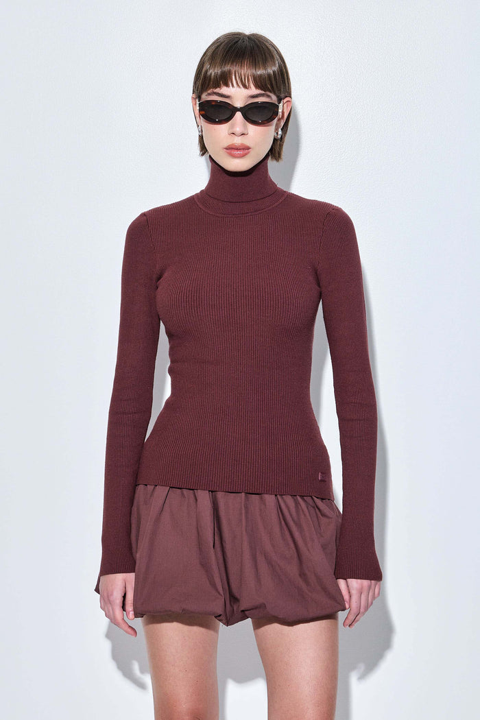 Ribbed Turtleneck Top