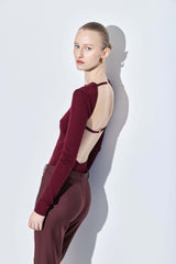 Knitted Open Back Buckled Top