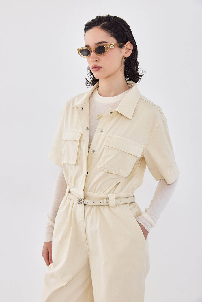 Short Sleeved Cargo Jumpsuit