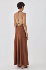 Satin Collared Maxi Dress