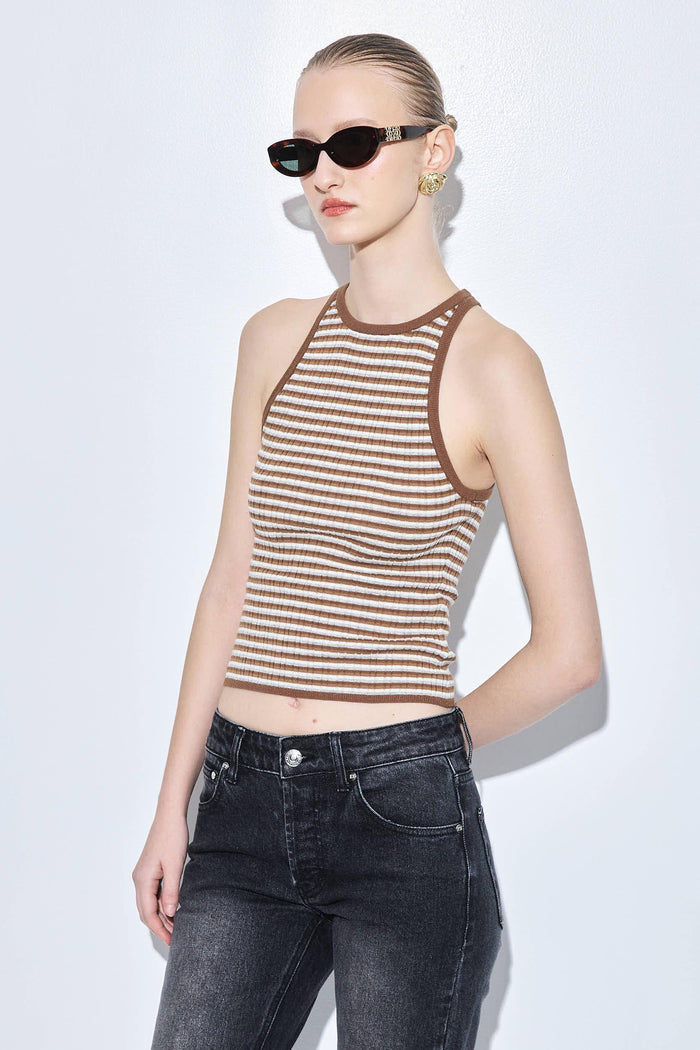 Ribbed Crew Neck Tank Top