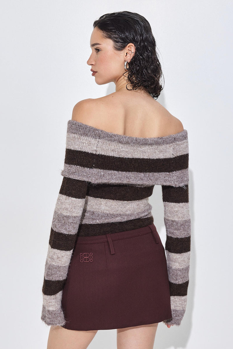 Off Shoulder Fuzzy Sweater