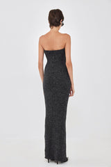 Fuzzy Strapless Maxi Dress