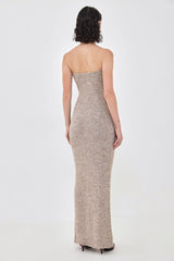 Fuzzy Strapless Maxi Dress