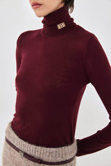 Lightweight Knitted Turtleneck Logo Top