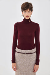 Lightweight Knitted Turtleneck Logo Top