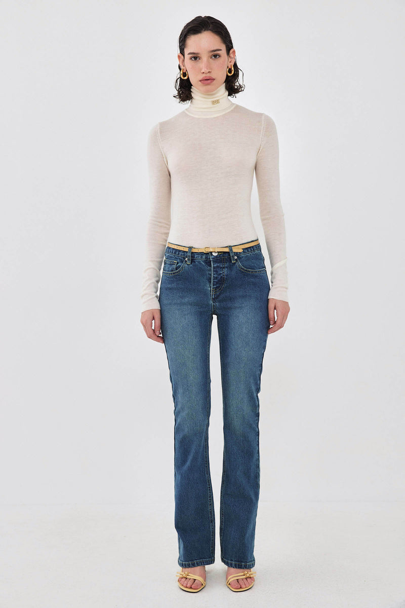 Lightweight Knitted Turtleneck Logo Top