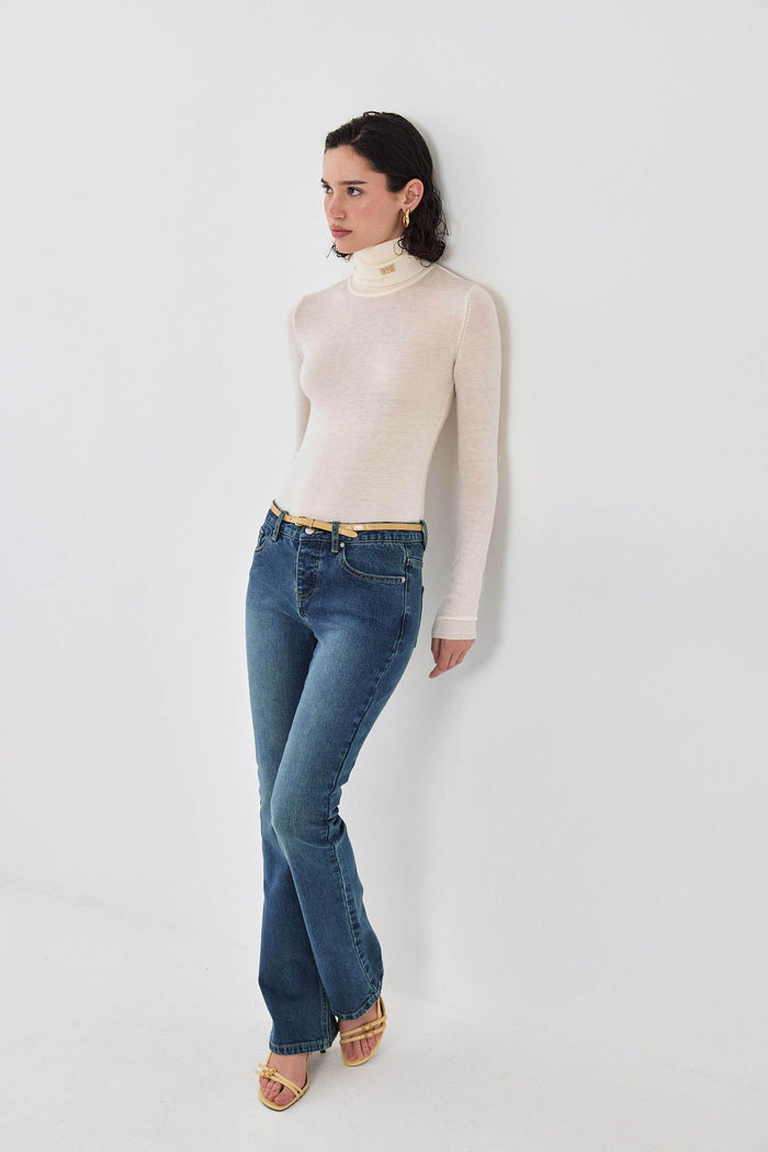 Lightweight Knitted Turtleneck Logo Top