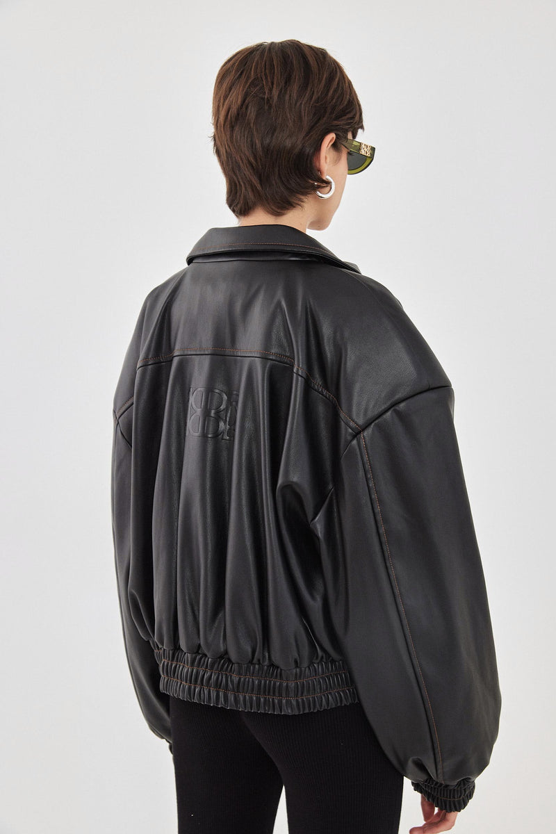 Vegan Leather Bomber Jacket