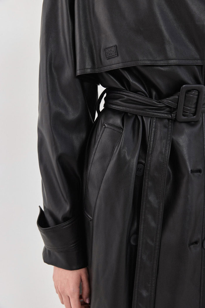 Vegan Leather Trench Coat