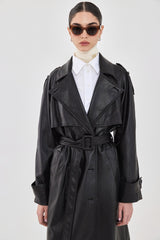 Vegan Leather Trench Coat