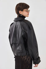 Vegan Leather Cropped Trench Coat