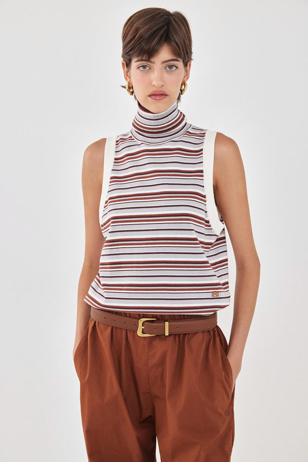 Sleeveless Knit Turtleneck Top