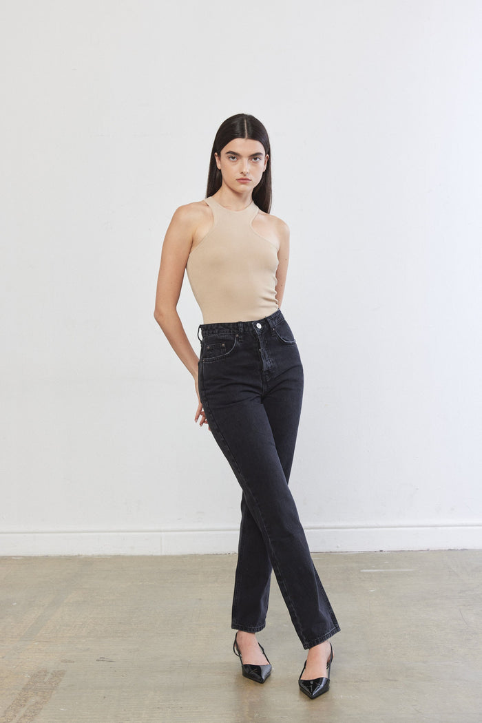 Tight Ribbed Asymmetrical Top