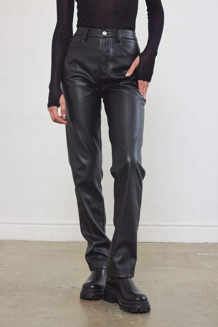 Vegan Leather Straight Pants