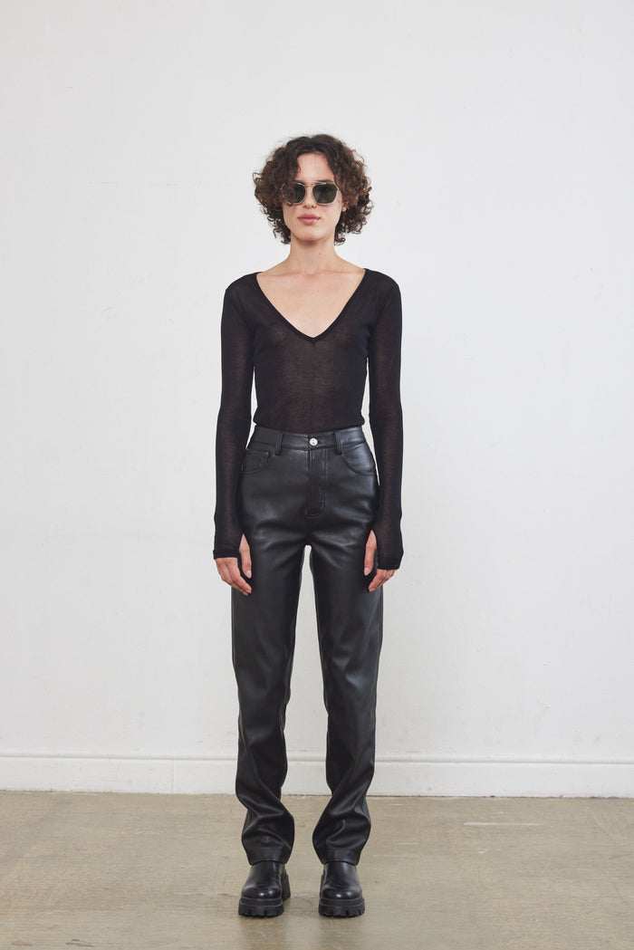 Vegan Leather Straight Pants