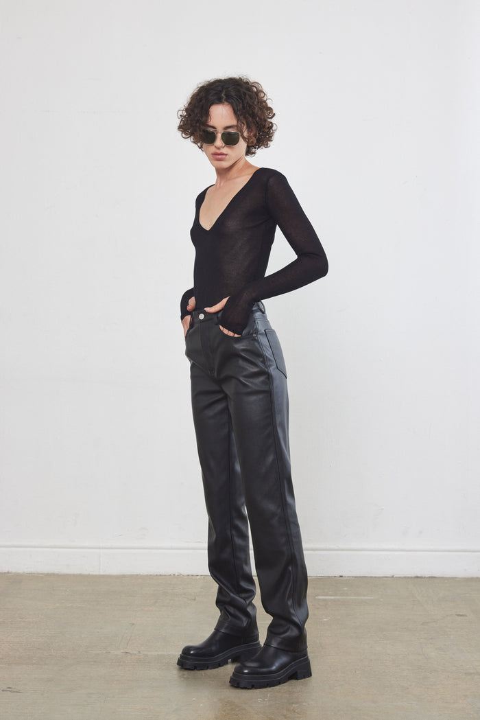 Vegan Leather Straight Pants