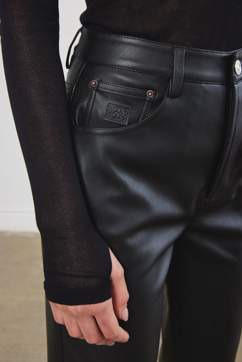 Vegan Leather Straight Pants