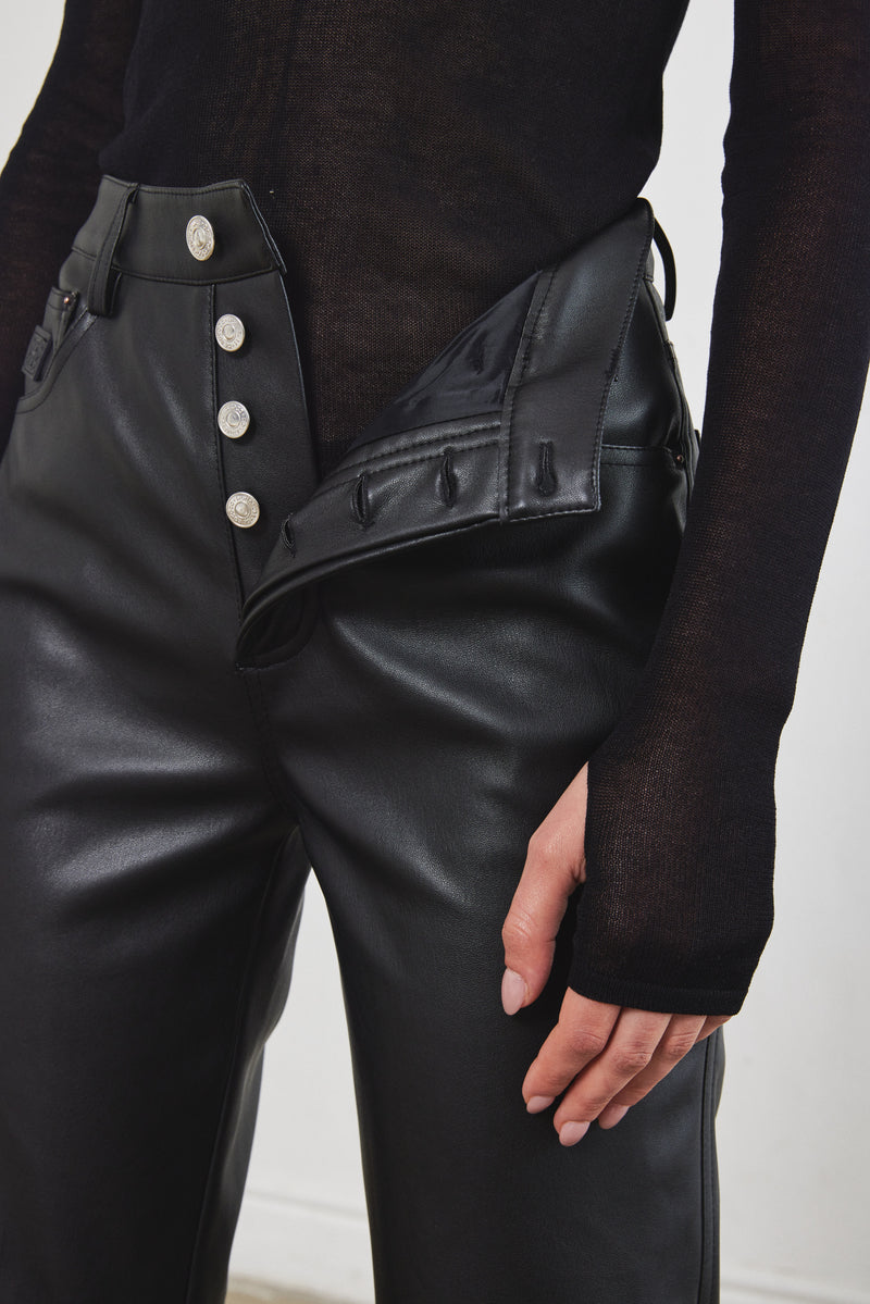 Vegan Leather Straight Pants