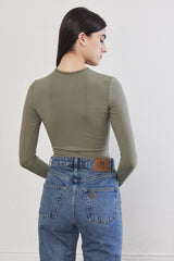 Front Cut-Out Ribbed Top