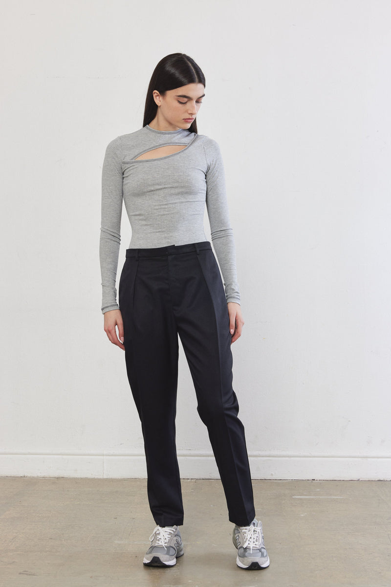 Front Cut-Out Ribbed Top