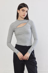 Front Cut-Out Ribbed Top