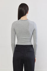 Front Cut-Out Ribbed Top