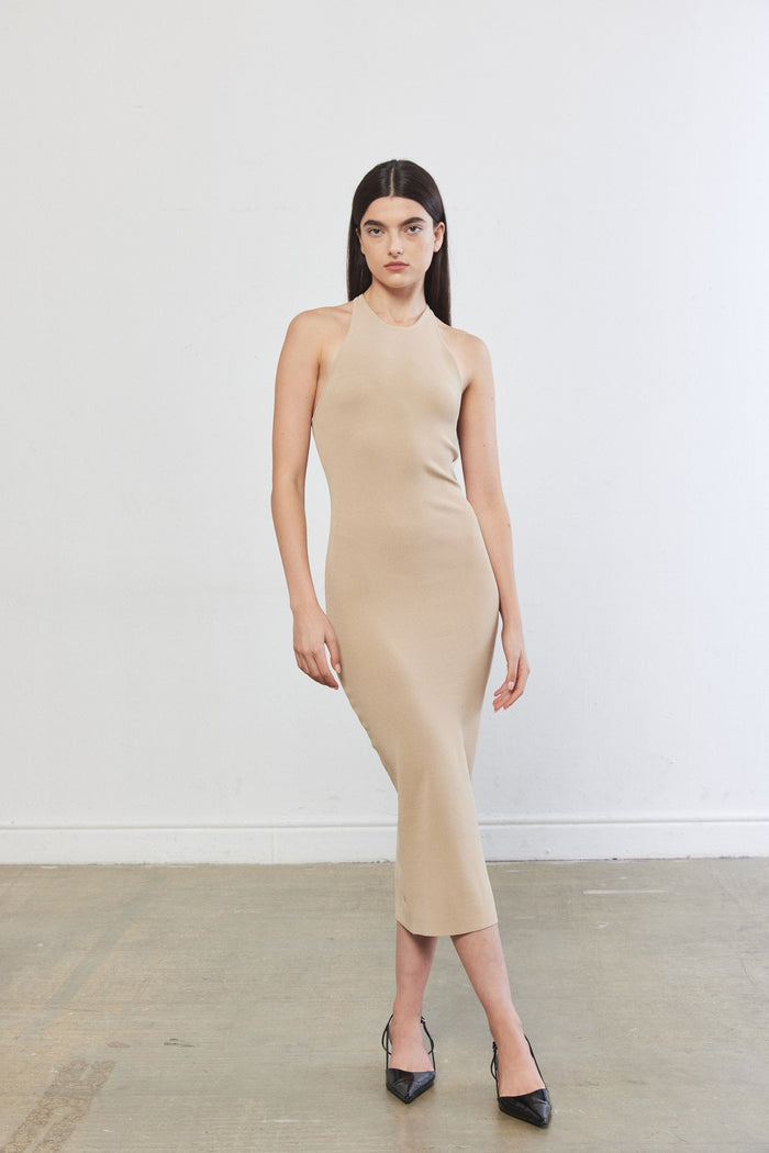 Tight Ribbed Halter Dress